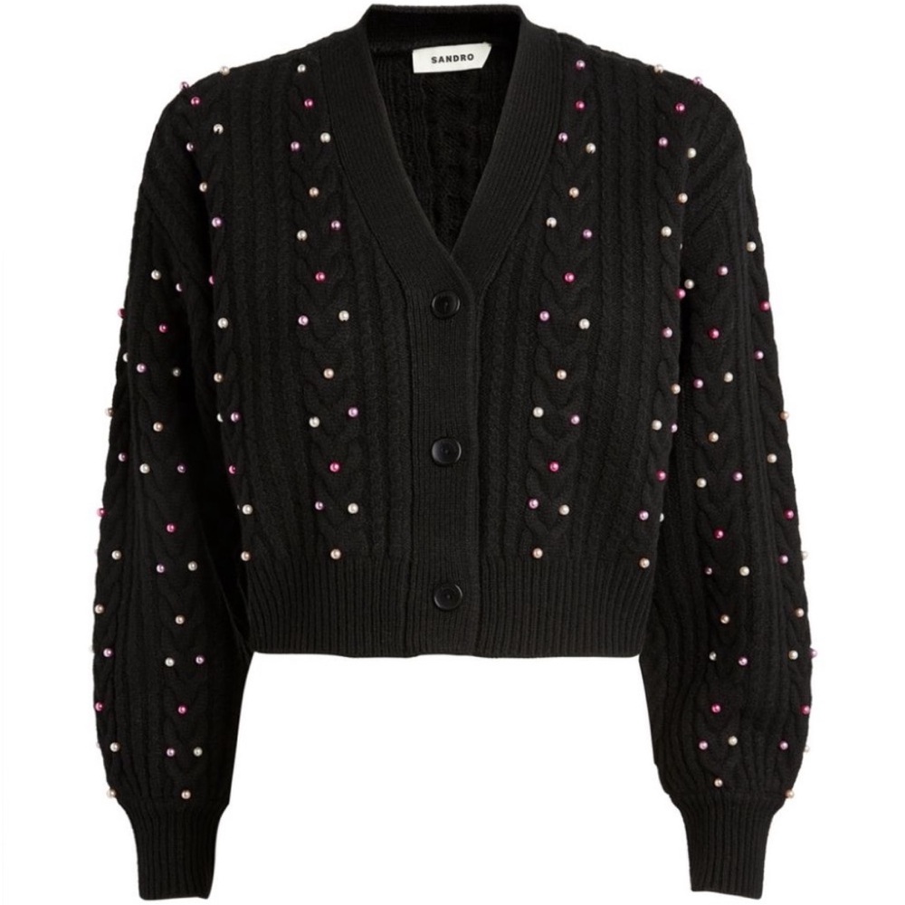Sandro Embellished Black Sweater